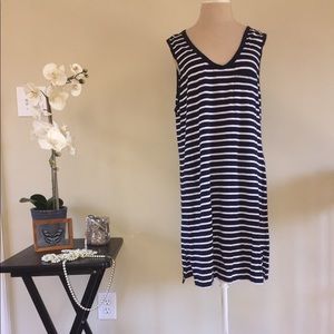Navy and White Striped Cotton Dress